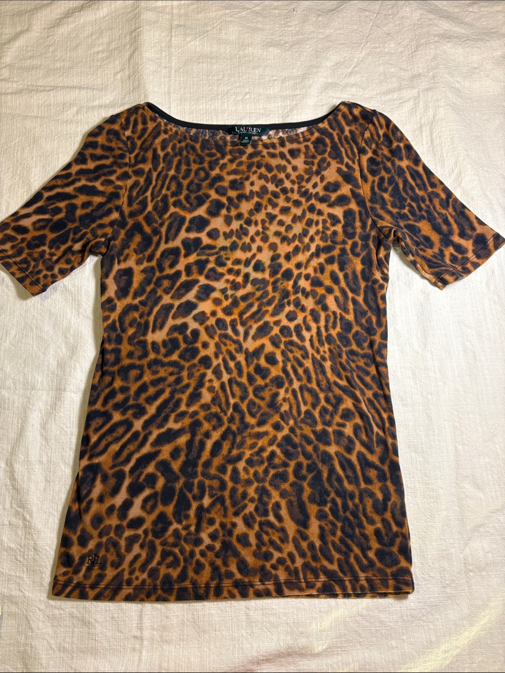 Ralph Lauren leopard print boatneck top size medium